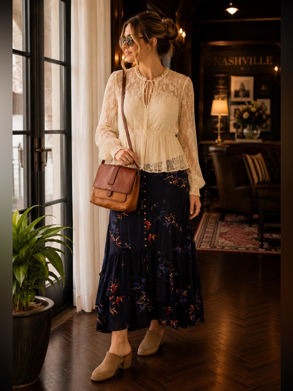 UGG Tan Suede Studded Wooden Clog Mules - Picture 3 of 11